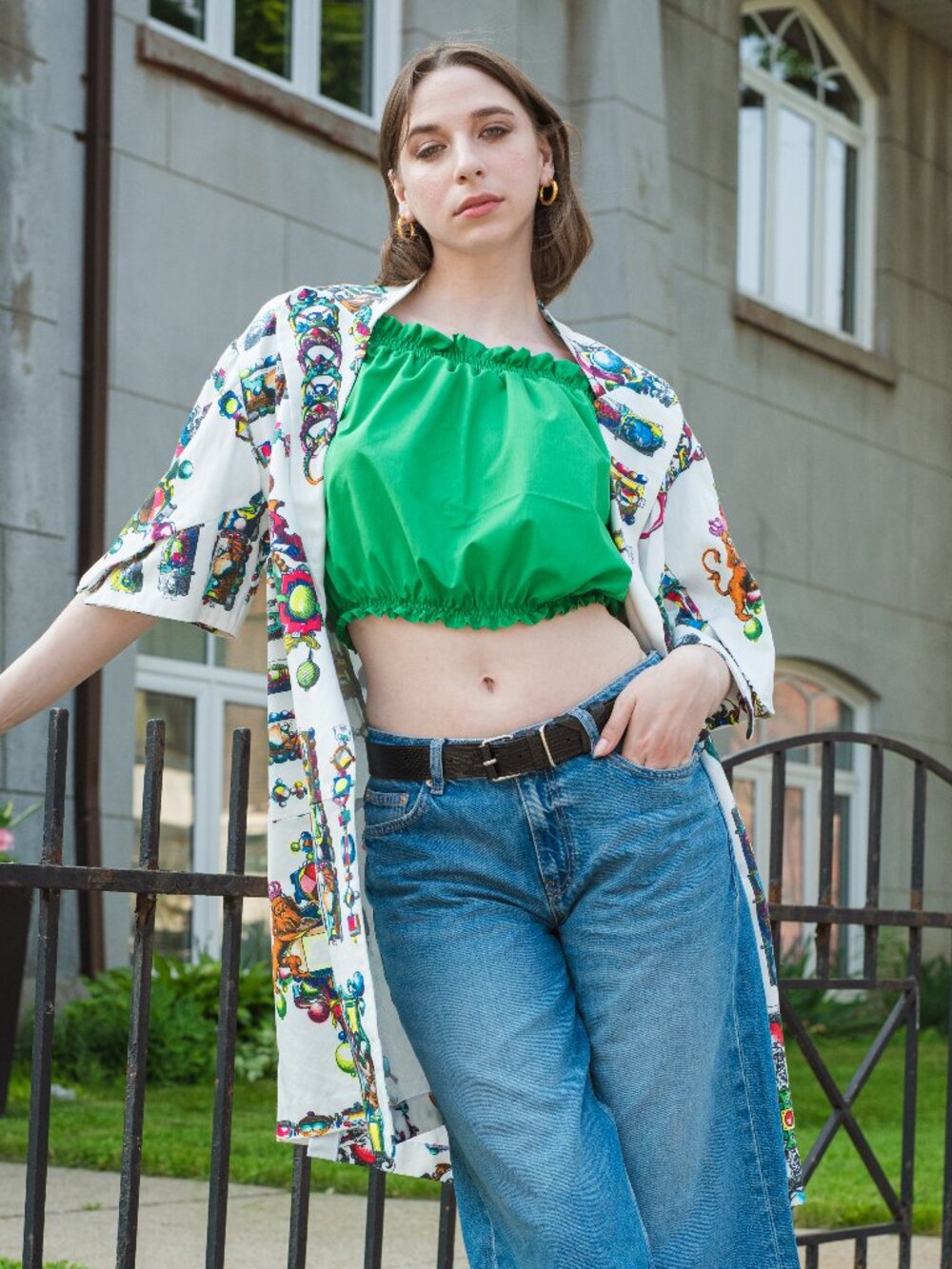 Vibrant Green Off-Shoulder Puff Sleeve Top